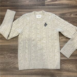 Abercrombie & Fitch Giant Mountain Men’s Cream Cable Knit Sweater Size Large